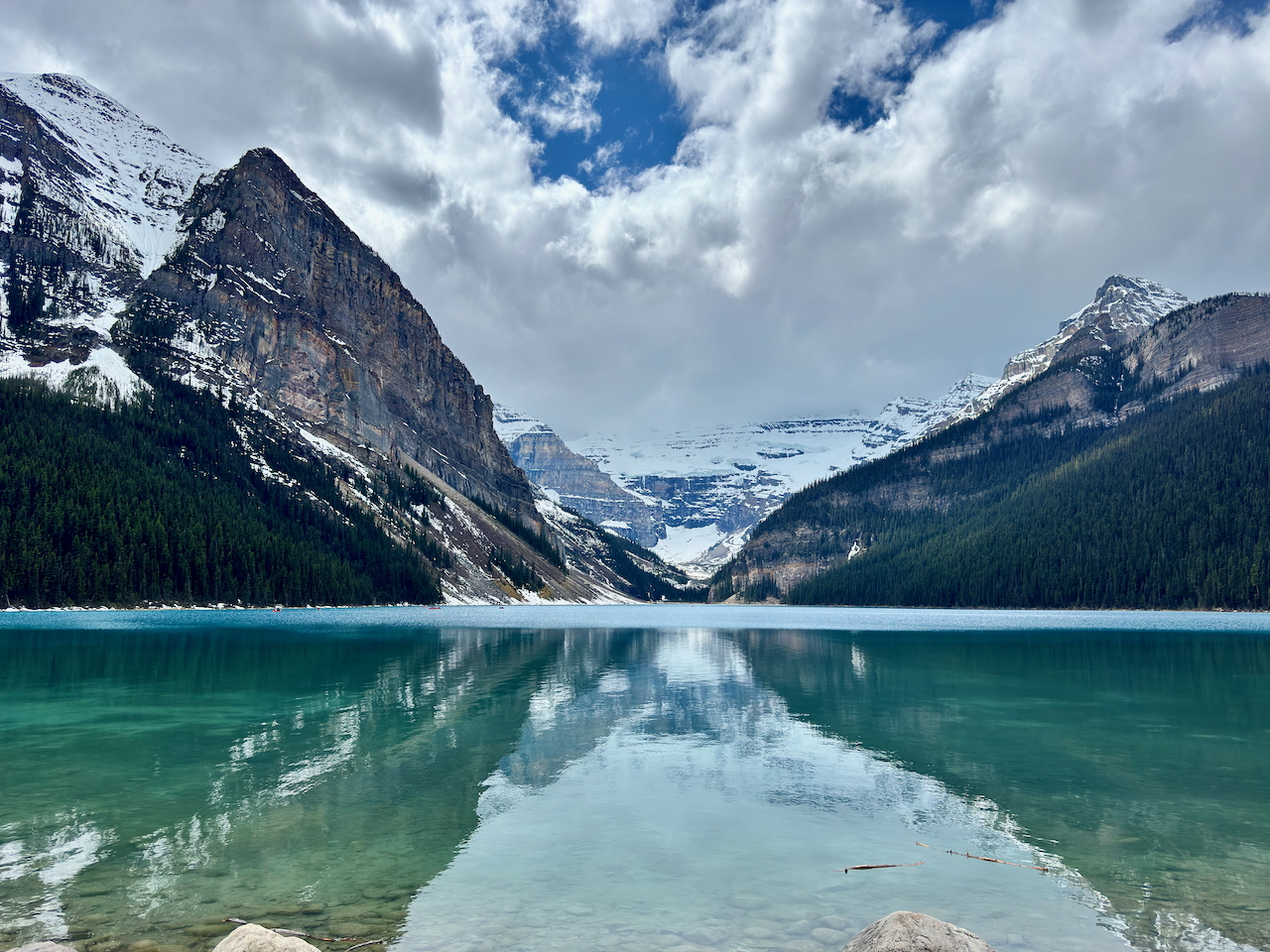 Banff alpine lake midday