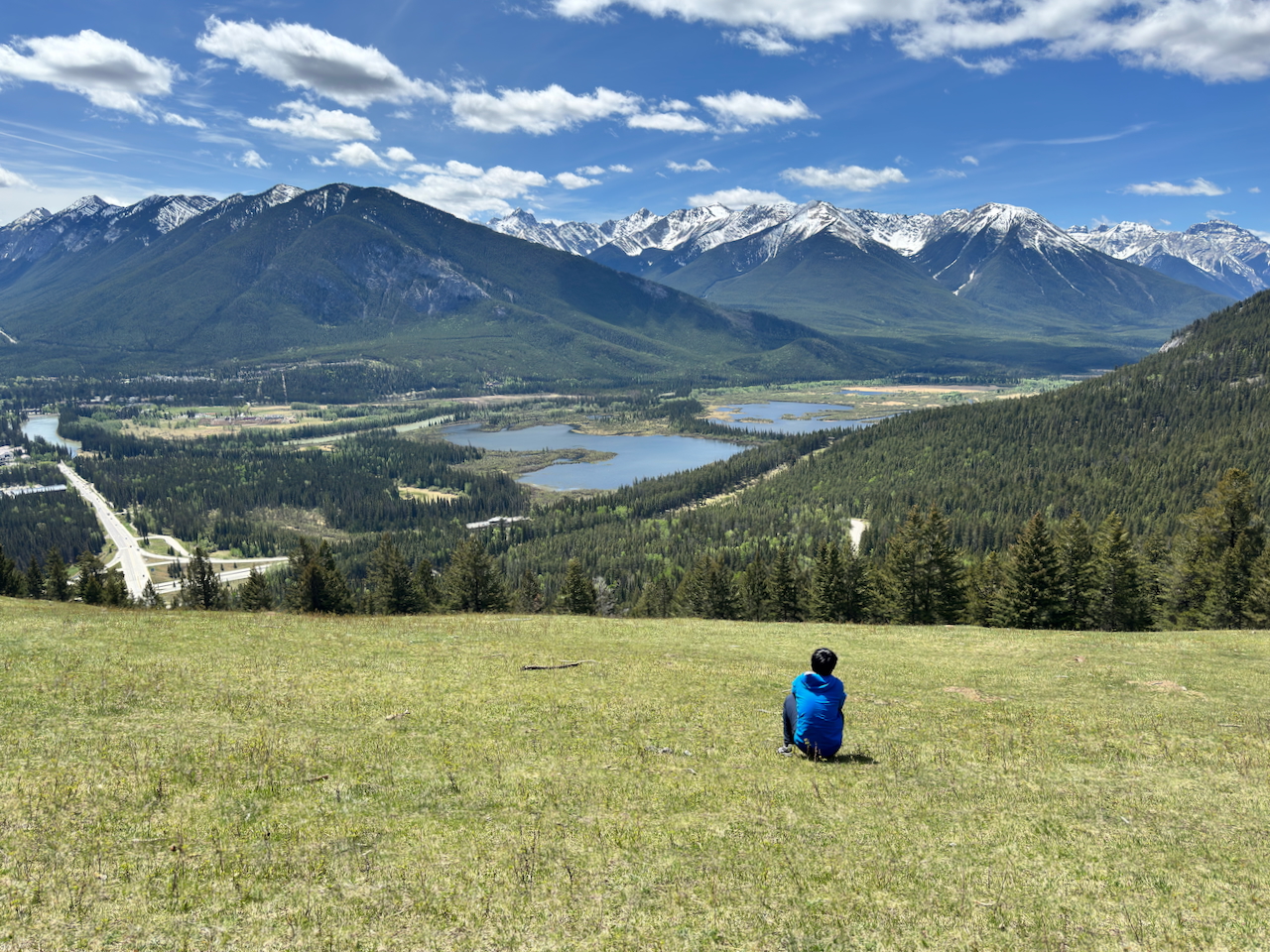 Banff turquoise lake with snow peaks